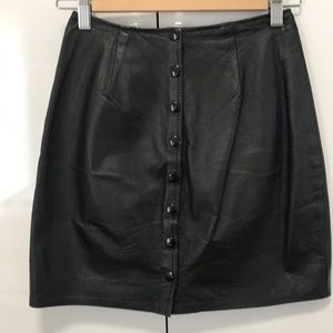 Vintage black leather mini skirt